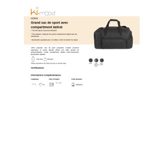 Grand sac de sport avec compartiment latéral