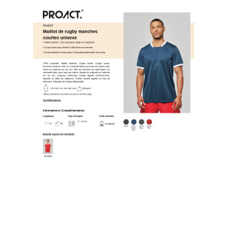 Maillot de rugby manches courtes